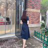 尚靜連衣裙女夏季2025新款女裝時尚簡約中長款收腰顯瘦氣質(zhì)短袖裙子女 藏青色 M 曬單實拍圖