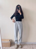 班尼路褲子女休閑褲女裝春秋冬新款顯瘦束腳褲小個(gè)子女生百搭時(shí)尚小腳褲 灰-螺紋收腳版 M 曬單實(shí)拍圖