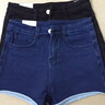 春夏新款大碼高腰牛仔短褲韓版歐美復古水洗高彈力卷邊打底熱褲女 深藍色 2XL 曬單實(shí)拍圖