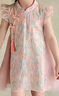 【女童夏季裙子】2025新款兒童裙子夏天國風(fēng)新中式漢服短袖女裙子 粉色 90 cm 曬單實(shí)拍圖