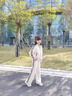 迪士尼（Disney）美拉德女童春秋套裝2025新款簡(jiǎn)約棒球服兩件套中大童休閑運動(dòng)校服 米白色套裝 春秋款 160 cm 曬單實(shí)拍圖