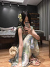 沐霓森系暈染吊帶連衣裙 夏季氣質(zhì)a字長裙子收腰仙女顯瘦裝沙灘度假風(fēng) 林間浮夏連衣裙【建議90-120斤】 曬單實拍圖