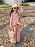 G.DUCKKIDS小黃鴨童裝女童套裝夏季2025新款洋氣兒童夏裝女孩衣服多巴胺穿搭 如圖色 130 建議120-130cm7-8歲 曬單實拍圖