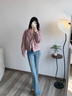 clotho Rennie品牌女裝短款外套女2025春秋新款時(shí)尚休閑百搭翻領(lǐng)流行純色外套 藕粉色 M 曬單實(shí)拍圖
