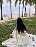 斤慕法式露背掛脖連衣裙夏季海邊度假仙氣純欲溫柔風(fēng)帶胸墊A字長裙子 米杏色S 曬單實拍圖