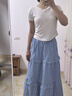 素織錦藍(lán)白色格子半身裙女夏季薄款2025新款蛋糕裙中長(zhǎng)款a字拼接小清新 小清新格子半身裙【藍(lán)白色】 L 【推薦體重110-130斤】 曬單實(shí)拍圖