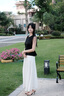 歌力思（ELLASSAY）2025早秋新款醋纖優(yōu)雅氣質(zhì)鉆飾假兩件無(wú)袖連衣裙女EWU363Y02200 黑撞白 XS 曬單實(shí)拍圖