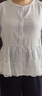 尚靜襯衫女夏季新款女裝蕾絲拼接甜美花邊收腰減齡通勤短袖襯衣女上衣 曬單實(shí)拍圖