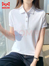 貓人短袖polo衫女夏季翻領(lǐng)修身上衣女士休閑透氣運(yùn)動短袖t恤 白色 XL  曬單實拍圖