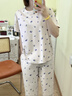允織純棉睡衣女士夏季短袖套頭薄款七分褲夏天全棉大碼女款家居服套裝 23008-淺灰 2XL (175) ：建議140-160斤穿著(zhù) 曬單實(shí)拍圖