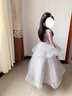 思妙星女童晚禮服輕奢小眾高端生日花童女孩公主裙兒童主持人鋼琴演出服 灰色長(zhǎng)款 110 曬單實(shí)拍圖