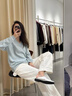 矜持范毛衣女2025年秋冬新款女學(xué)生韓版v領(lǐng)毛衣寬松顯瘦慵懶風(fēng)針織衫女 淺藍(lán)色 M (建議91-105斤) 曬單實(shí)拍圖