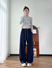棠暖美式白色闊腿褲女2025新款春秋季運(yùn)動(dòng)衛(wèi)褲女士莫代爾寬松休閑褲子 藏青色 M 95-110斤 曬單實(shí)拍圖