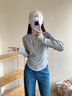 森馬（Semir）[商場(chǎng)同款]長(zhǎng)袖T恤女短款設(shè)計(jì)感2025修身假兩件秋裝101525101003 曬單實(shí)拍圖