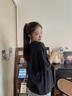 lagogo黑色涂鴉印花寬松短袖T恤女拉谷谷2025年夏季新款休閑上衣 黑色 L 曬單實(shí)拍圖