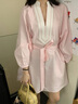 Tory Burch 湯麗柏琦【線上專享】 棉質(zhì)V領(lǐng)束腰連衣裙TB 150311 灰粉色 600 S 160/84A 曬單實(shí)拍圖