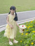 卡兔藍貓女童連衣裙夏裝2025新款洋氣大童公主裙兒童夏季富家千金感裙子潮 黃色 150 曬單實拍圖