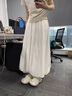 巧丂白色花苞裙褲女夏季薄款2025新款高腰寬松垂感小個(gè)子蓬蓬闊腿褲 白色 L (建議111-125斤) 曬單實(shí)拍圖