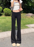 燦圖黑色微喇闊腿休閑褲女夏季新款低腰辣妹休閑衛(wèi)褲垂感拖地瑜伽褲子 黑色 M 曬單實(shí)拍圖