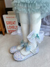 迪士尼艾莎公主秋季兒童公主鞋女童皮鞋魔術(shù)貼水晶亮片時(shí)裝表演鞋 藍色 30 曬單實(shí)拍圖