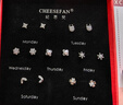 紀(jì)思梵（CHEESEFAN）輕奢一周耳釘女生耳環(huán)耳墜耳飾珠寶首飾七夕情人節(jié)生日禮物送女友 璀璨星芒白金色(尊享版) 曬單實拍圖