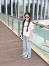 迪士尼女童闊腿牛仔褲夏季薄款2025新款夏裝大童褲子兒童防蚊褲9-14歲 7220藍色【夏季薄款】 150 cm 曬單實(shí)拍圖