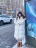 鴨鴨【300+充絨】長款過膝羽絨服女冬季2025新款零下極寒羽絨大衣外套 米白色 M (160) 曬單實拍圖