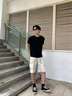 頂峰保羅（Dingfengbaoluo）美式時(shí)尚直筒潮流寬松工裝大口袋短褲夏休閑五分褲F2682米白2XL 曬單實(shí)拍圖