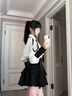 【月影流光】紅黑顯瘦新中式漢服垂感壓褶掛帶氣質(zhì)襯衫顯瘦長裙 月影流光【長袖 白色七件套】 M 曬單實拍圖