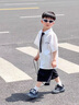 G.DUCKKIDS小黃鴨男童套裝夏季學院風兒童西裝演出服男孩白襯衫黑褲子兩件套 白色襯衫+黑色褲子+領帶 130 建議7~8歲【120-130cm】cm 曬單實拍圖