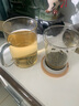美杜（Meidu） 玻璃茶水分離杯過濾花茶杯耐熱玻璃三件套水杯子泡茶杯辦公室 觀山茶杯竹蓋【500ml】白把 500ml 曬單實拍圖