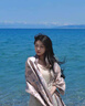 正黛民族風(fēng)披肩女2025新款高級(jí)感雙面配裙子旅行沙灘空調(diào)房外搭圍巾 米藍(lán)色 曬單實(shí)拍圖