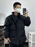 LEEREDPOI羽絨服男短款冬季外套立領(lǐng)寬松休閑百搭冬天學(xué)生潮流加厚保暖鴨絨 黑色 XL 約145-170斤可穿 曬單實(shí)拍圖