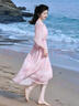 德瑪納【花漾佳人】夏季浪漫淑女順紆縐印花收腰抽褶小個(gè)子女式連衣裙 曬單實(shí)拍圖