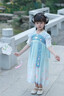 DUTRIEUX兒童漢服女童連衣裙夏季公主裙中國風古裝裙子中式唐裝仙可愛 藍色短袖 120 cm 曬單實拍圖