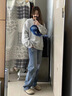 MJ STYLE牛仔褲女2025夏季新款高腰窄版顯瘦百搭復(fù)古藍(lán)直筒闊腿褲 藍(lán)色 L 曬單實(shí)拍圖