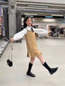 PureShare蓬紗館 女童連衣裙jk套裝2025春女孩學(xué)院風(fēng)裙子兒童春裝 布朗街角背心裙 140 曬單實(shí)拍圖