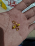 Lossot生日禮物送女友心心相印足金黃金耳釘女3D硬金耳環(huán)鑲嵌白鋯耳飾 曬單實(shí)拍圖