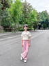 moonkids女童短袖t恤短款夏季2025新款童裝兒童潮酷上衣女孩大童夏裝體恤 兩件套【15029粉色+9937白色】 120 cm 曬單實(shí)拍圖