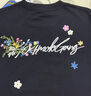 404MOBGANG【徐藝洋同款】手寫花卉刺繡重磅短袖T恤美式寬松涼感防曬情侶 黑色 XL 曬單實拍圖