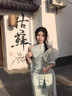 貞喜氣新中式國(guó)風(fēng)清冷感綠色改良旗袍性感風(fēng)情萬種絕美掛脖連衣裙女夏季 青綠色 M 曬單實(shí)拍圖