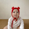 貝娜茜嬰兒帽子春秋季寶寶紅色護鹵門(mén)帽嬰幼兒包頭帽護耳帽周歲帽過(guò)年女 平安-紅色 6-18個(gè)月（44-48CM) 曬單實(shí)拍圖
