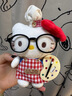 迪士尼正版HelloKitty包包掛件鑰匙扣眼鏡哈嘍kt貓玩偶公仔閨蜜女生禮物 小畫家套裝kitty【正版】 曬單實(shí)拍圖