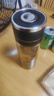 勤凱一鍵開蓋茶杯車載速開杯茶水分離杯男士新款雙層耐高溫玻璃杯 黑蓋【速開雙層加厚防爆防700ml 曬單實(shí)拍圖