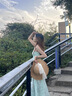 瑜尚臻品吊帶連衣裙女夏季海邊度假風(fēng)無袖甜美網(wǎng)紗拼接提花收腰a字裙長裙 【綠色】L 曬單實拍圖