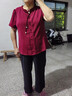 梵花秀（fanhuaxiu）喜婆婆婚禮服氣質新款媽媽裝套裝洋氣雪紡衫中老年女裝短袖兩件套 紅色 單上衣 XL 建議穿108-120斤 曬單實拍圖