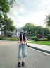 izzue it港風(fēng)復(fù)古破洞牛仔短褲女2025夏季新款高腰直筒寬松闊腿七分褲 曬單實(shí)拍圖