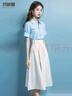 瑪嬌媚（Majiaomei）連衣裙女裝套裝2025年夏季新款洋氣減齡小個(gè)子穿搭休閑襯衣裙子女 上衣+半身裙（無(wú)腰帶） S 曬單實(shí)拍圖