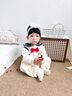 班喜迪嬰兒衣服秋裝嬰幼兒卡通連體衣學(xué)院風(fēng)女寶寶外出服春秋季可愛(ài)哈衣 米白色 73cm 曬單實(shí)拍圖