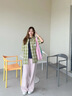 畫(huà)枕眠（HUAZHENMIAN）短袖襯衫美式復(fù)古格子男夏季寬松休閑襯衣慵懶風(fēng)潮流半袖上衣 杰森匯-C322軍綠色 短袖 3XL 曬單實(shí)拍圖